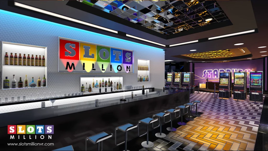 SlotsMillion VR Casino banner showcasing vibrant gaming atmosphere.