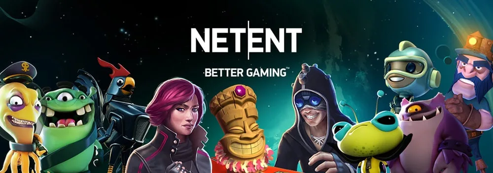 Colorful banner NetEnt games with the logo.